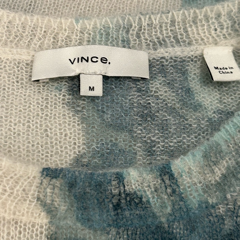 Vince Dahlia Alpaca & Mohair Floral Print Sweater in Cream and Blue - Picture 9 of 9